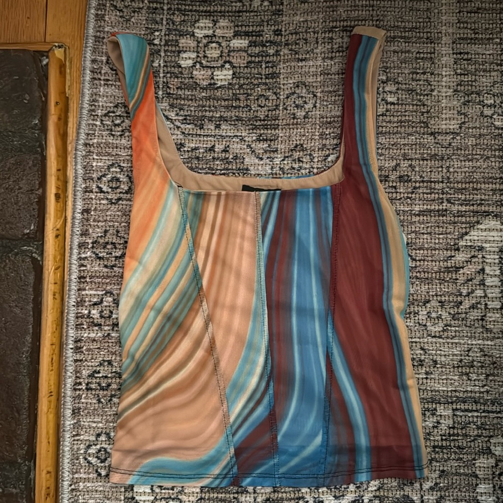 AFRM Cort Top in Blue Abstract